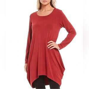 Bryn Walker NWT Chels Deep Red Bamboo Blend Knit Draped Sides Tunic Dress